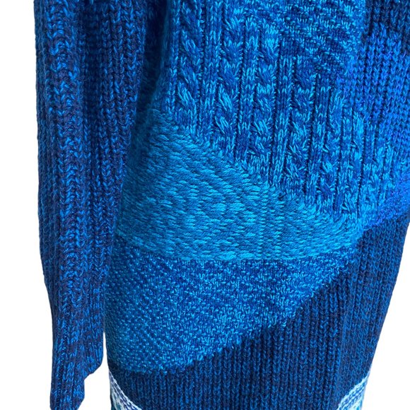 GAP Fair Isle Patchwork Cardigan Colorblock Long Duster Chunky Granny Artsy -M - Picture 11 of 16